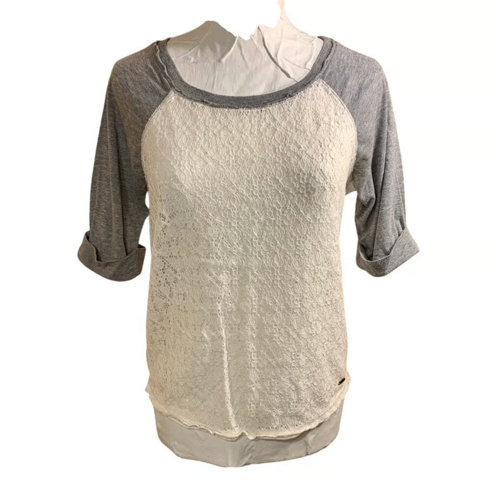 Floral Lace Raglan Top Size XS